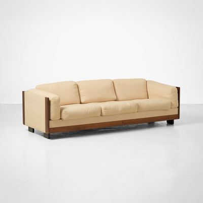 Divano Mod. 920, legno e tessuto