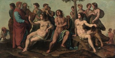 Scuola romana del XVI secolo, Parnaso, olio su tavola