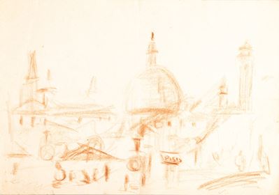 Veduta di Venezia, sanguigna su carta