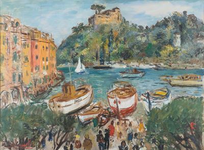 Baia di Portofino, olio su tela