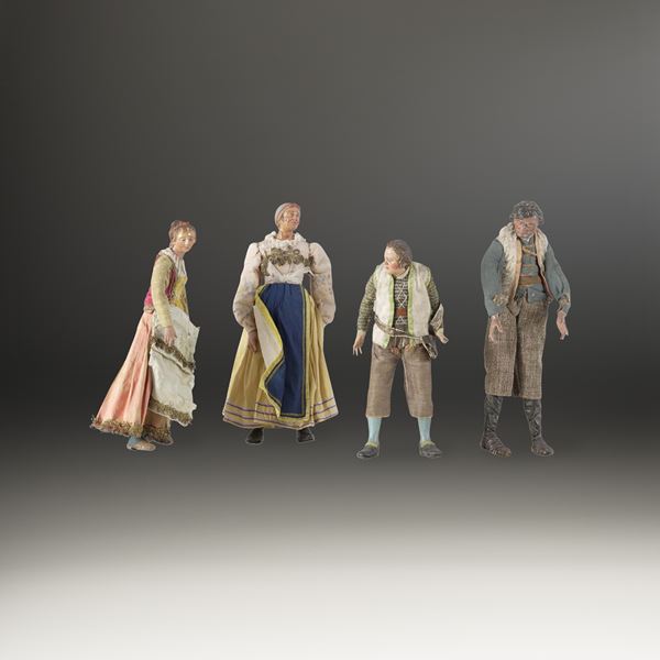 Quattro figure da presepe. Arte presepiale italiana del XIX secolo