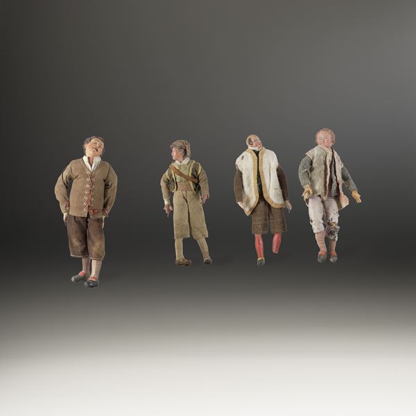 Quattro figure da presepe. Arte presepiale italiana del XIX secolo