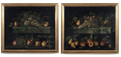 Scuola del XVII secolo, Natura morta con frutti, olio su tela