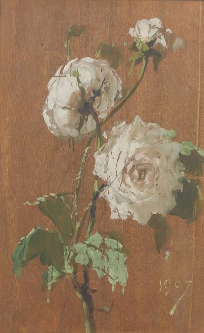 Rose, olio su tavola