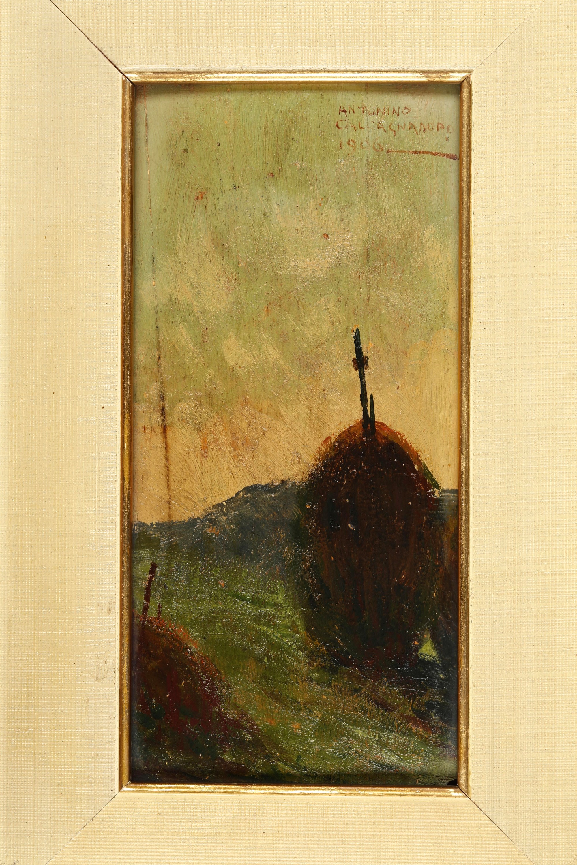 Antonino Calcagnadoro - Paesaggio con covoni, olio su tavola