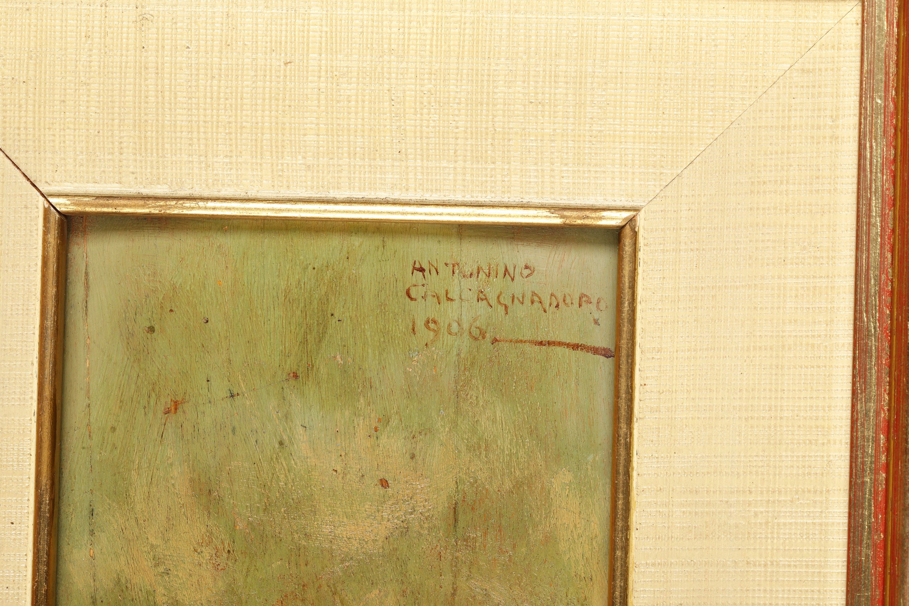Antonino Calcagnadoro - Paesaggio con covoni, olio su tavola