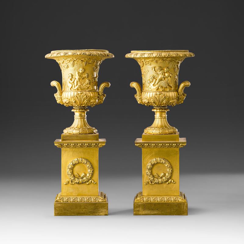 Coppia di vasi "Medici" di gusto neoclassico. XIX secolo  - Asta Fine Art Selection - Cambi Casa d'Aste