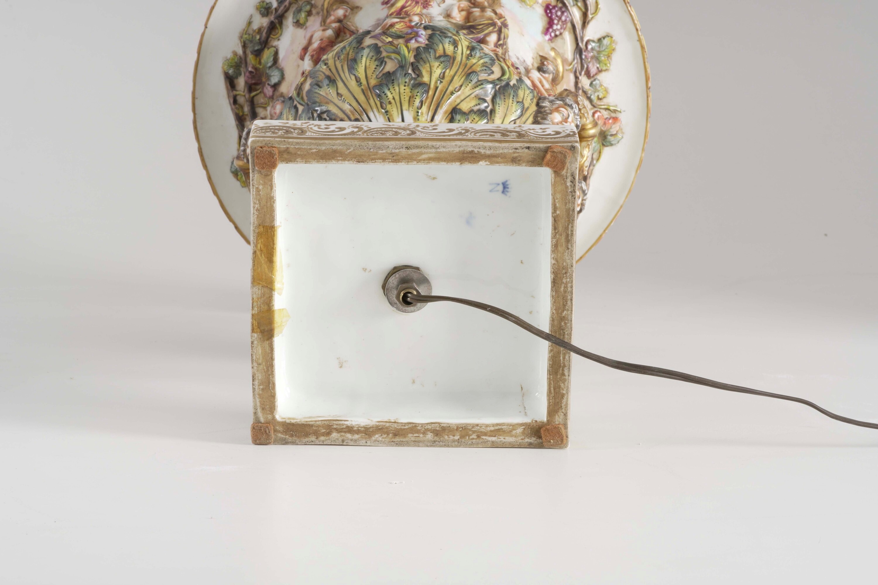 Vaso montato a lampada, Porcellana Turingia, XX secolo