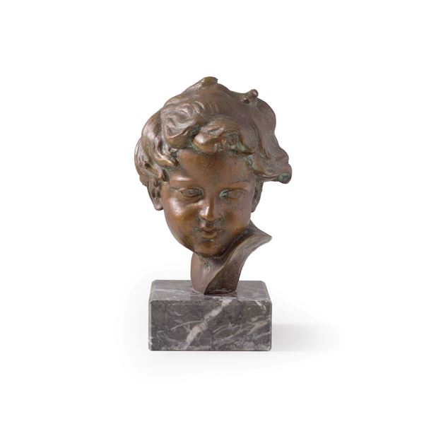Testa di fanciullo in bronzo. Fonditore del XX secolo