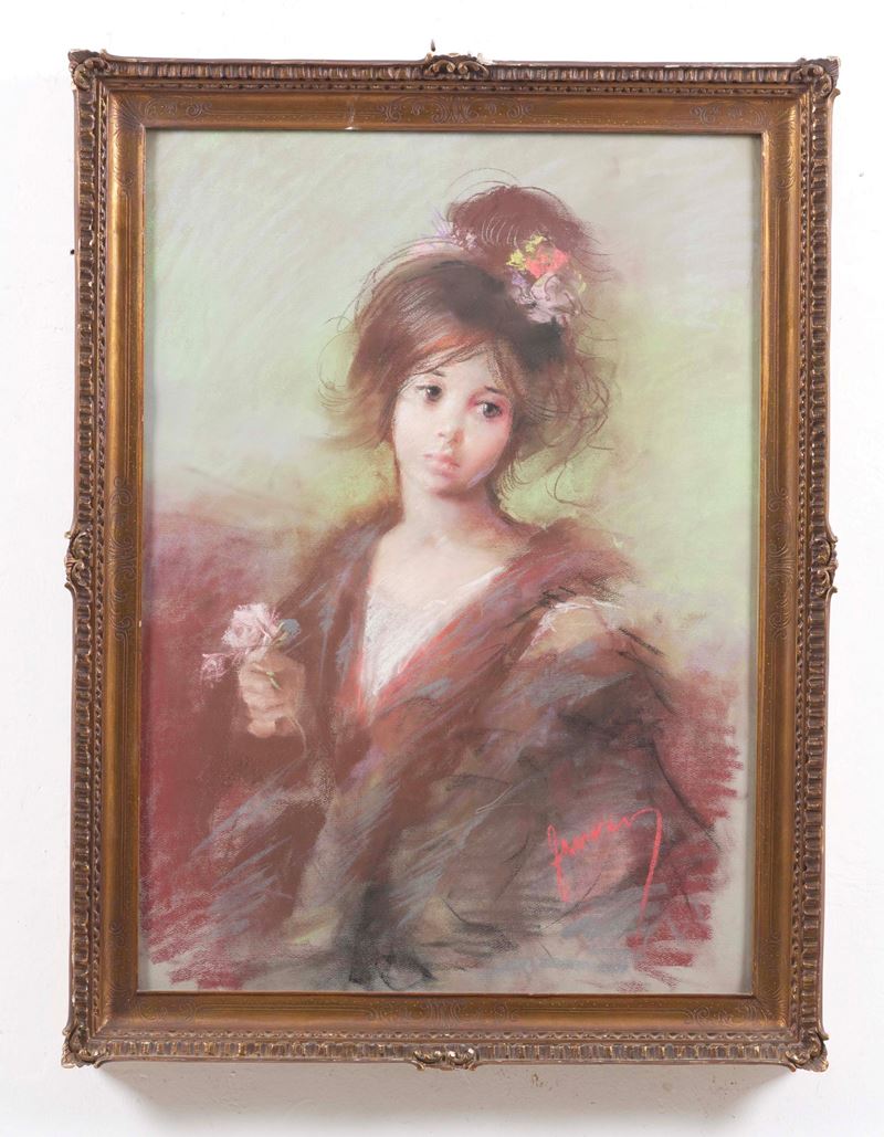 Pittore del XX secolo Figura femminile  - pastelli - Asta Antiquariato - Cambi Casa d'Aste