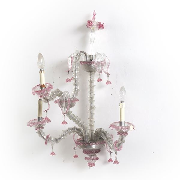 Applique a due luci in vetro di Murano. Anni'60