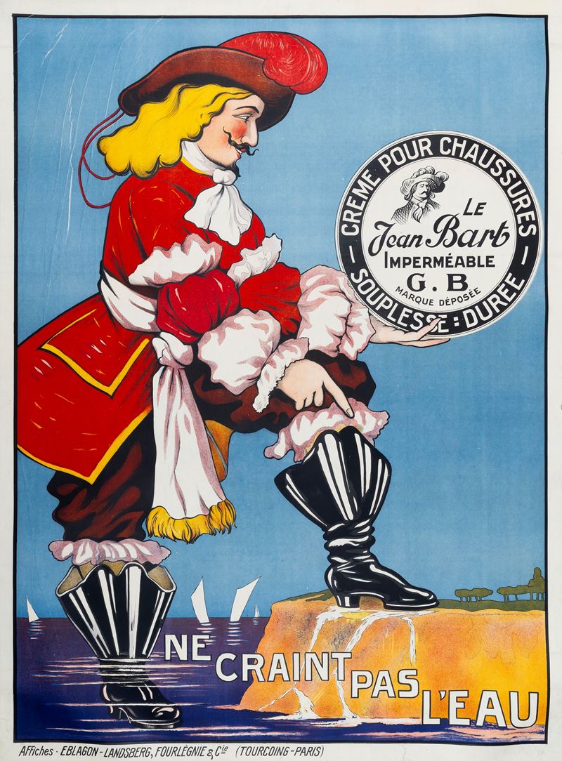 Anonimo : Creme Pour Chaussures - Le Jean Bart Impermèable  - Auction Vintage Posters and Collectibles - Cambi Casa d'Aste