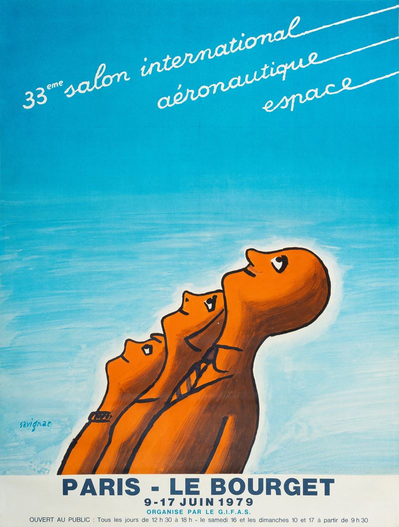 Raymond Savignac : 33eme Salon International Aéronautique Espace  - Auction Vintage Posters and Collectibles - Cambi Casa d'Aste