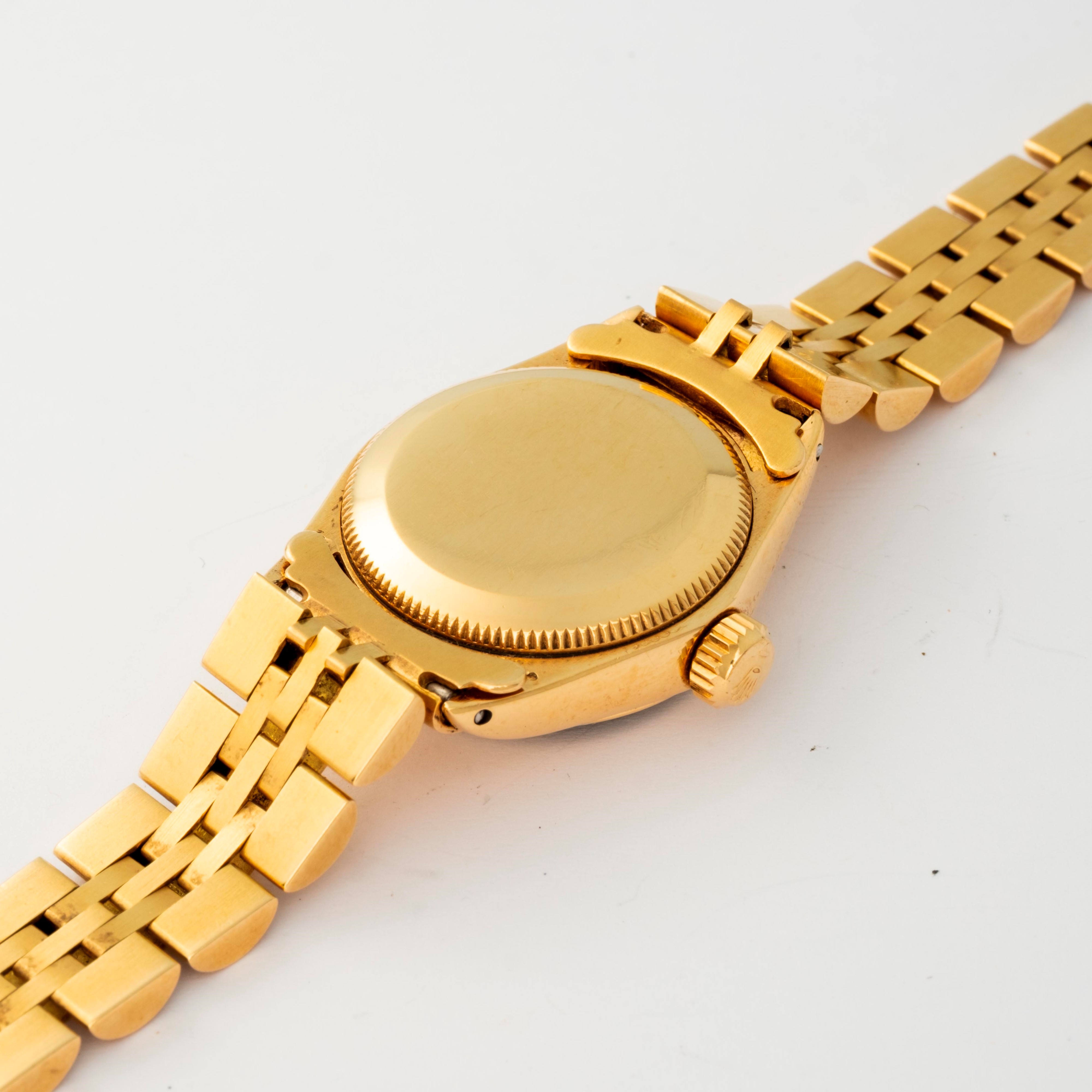 Rolex - Oyster Perpetual Lady ref. 6718, orologio in oro giallo 18k con quadrante blu soleil, cir...