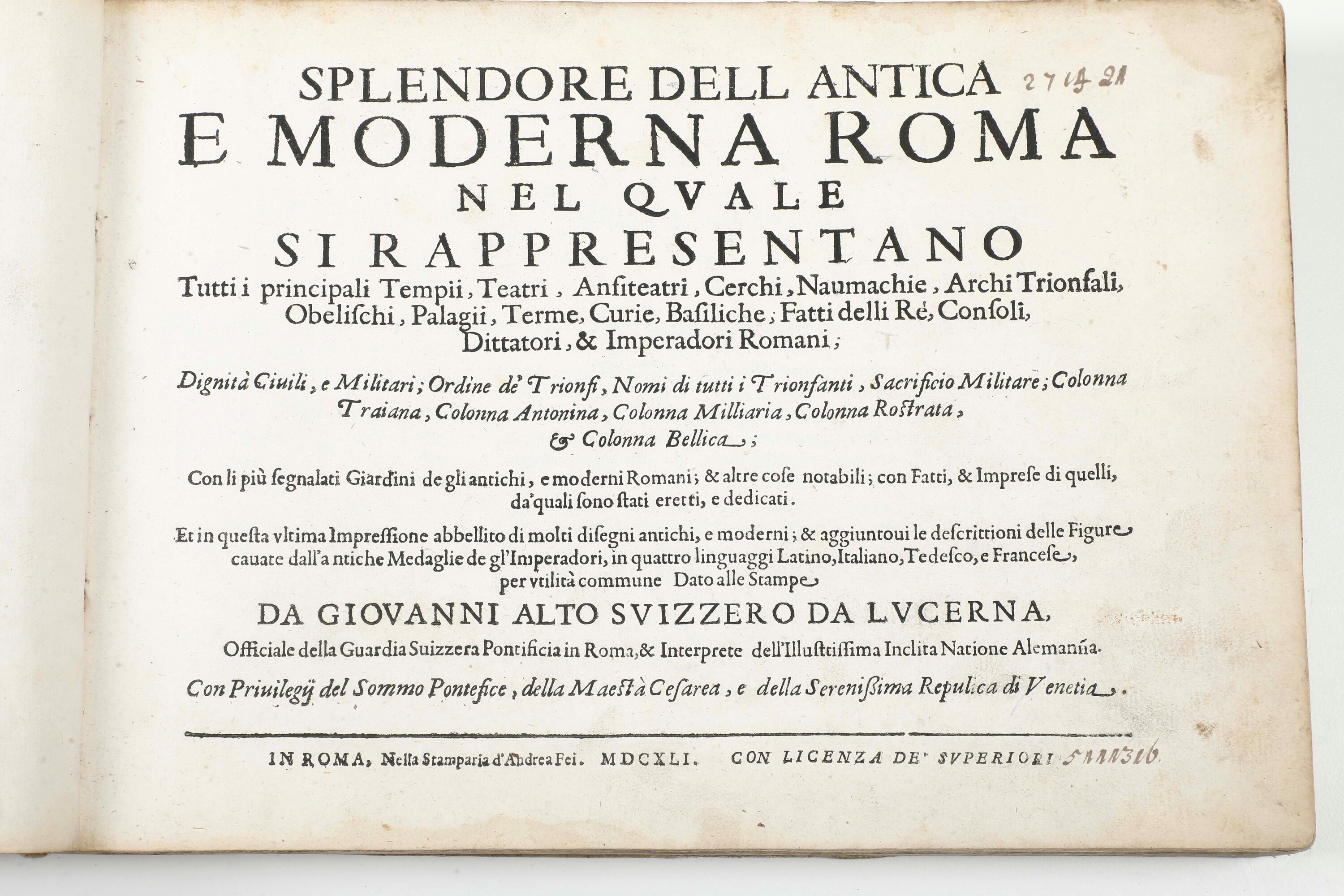 Lauri, Iacobi (1584-1637) / Alto, Giovanni (incisore), Antiquae Urbis Splendor, In Roma, nella St...