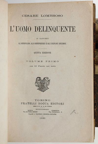 Lombroso, Cesare, L'uomo delinquente, quinta edizione