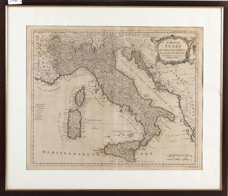 Seale, Richard William (1703-1762) A Map of Italy with its Kingsdom, States &c...  - Asta Stampe Antiche e Moderne - Cambi Casa d'Aste