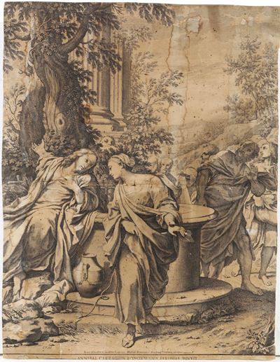 Incisore del XVIII-XIX secolo, Quattro incisioni tra cui 'Samaritana al pozzo' e 'Adorazione dei ...