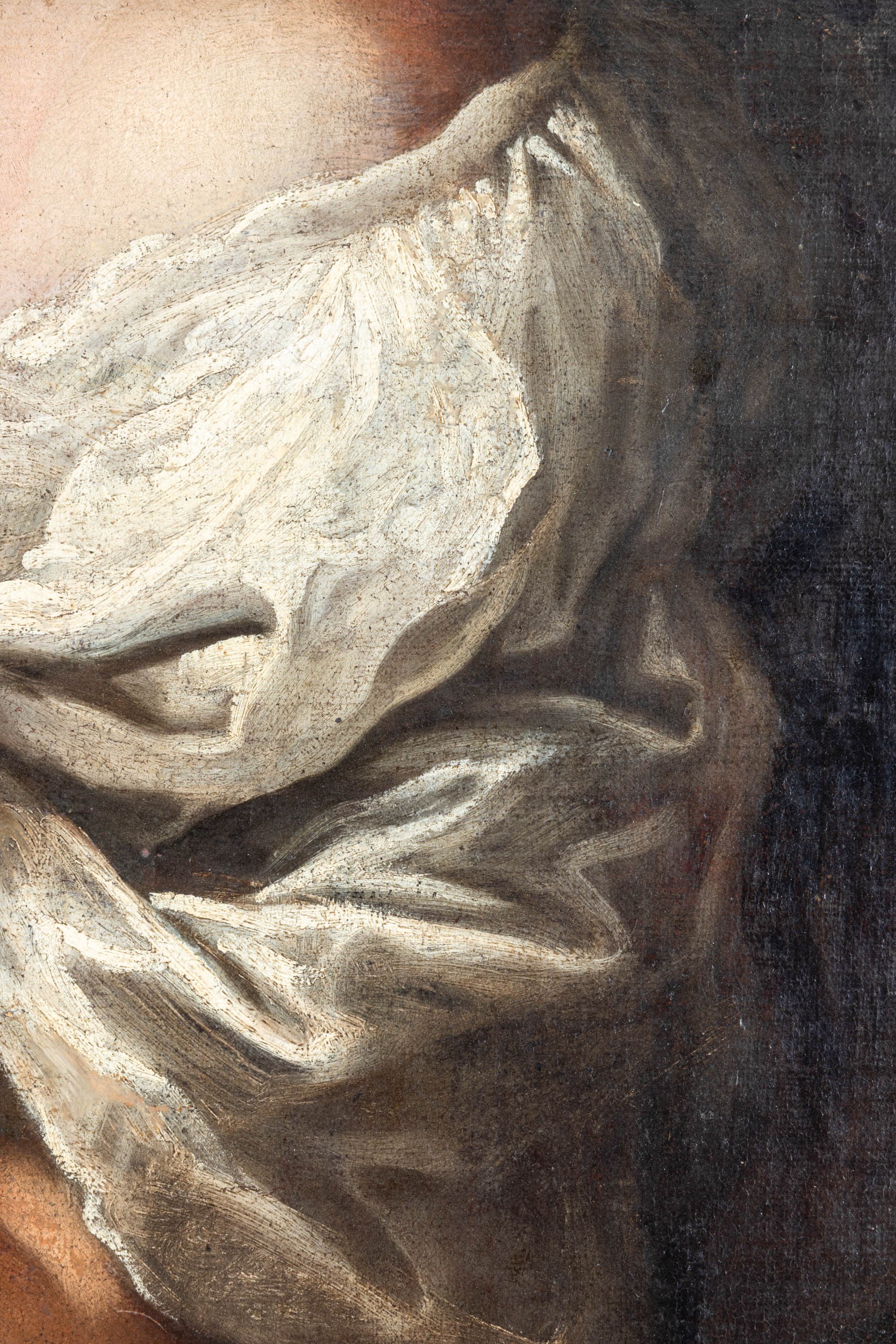 Scuola del XVII secolo, Fanciulla con piatto di frutti, olio su tela