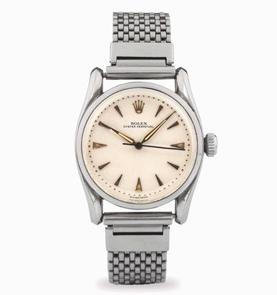 Oyster Perpetual in acciaio ref. 5018 con quadrante a settori texture finished, circa 1949