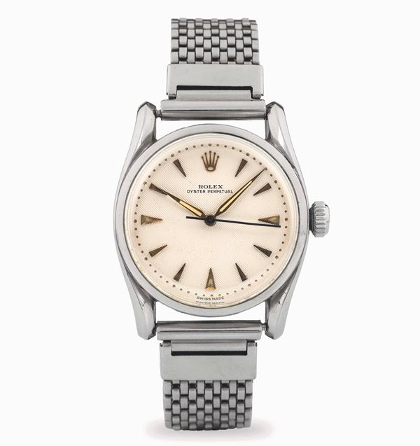 Rolex - Oyster Perpetual in acciaio ref. 5018 con raro quadrante a settori texture finished, circa 1949