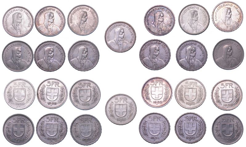 SVIZZERA. Lotto di tredici monete.  - Auction Light Numismatics - Cambi Casa d'Aste