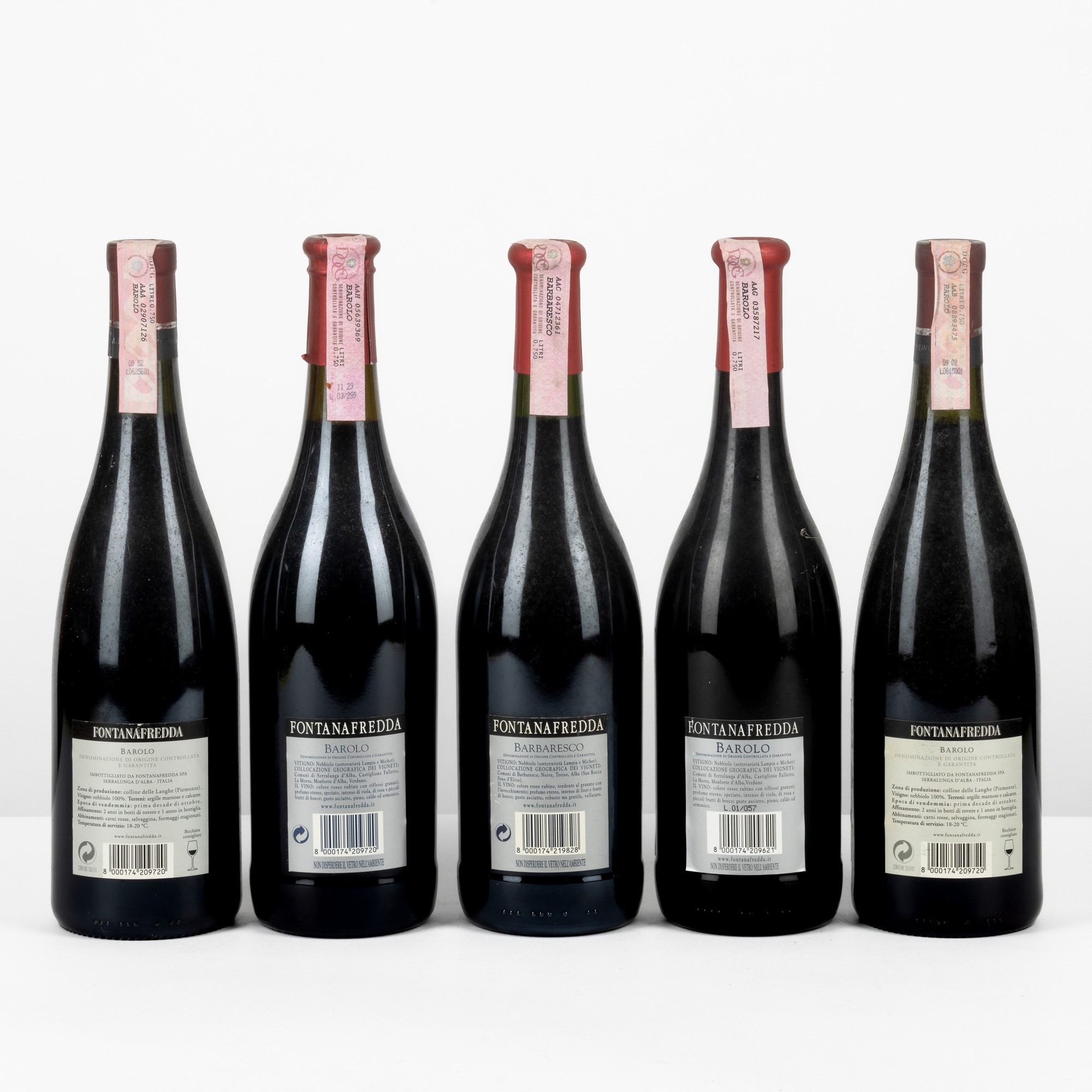 Barolo e Barbaresco, Fontanafredda – Selezione di bottiglie, 1996-2004