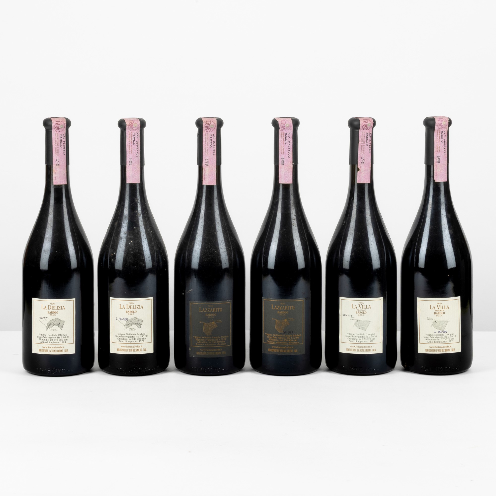 Barolo, Fontanafredda, assortimento di 6 bottiglie, diverse annate