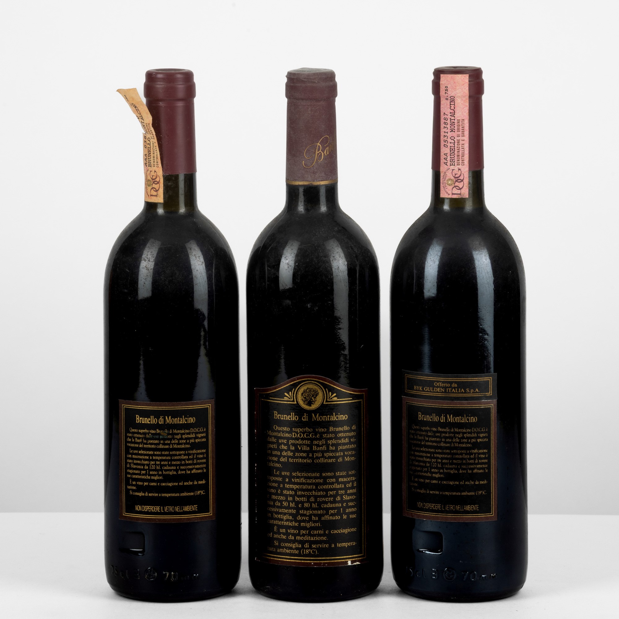 Banfi, Brunello di Montalcino del 1984, 1986 e 1987 in bottiglia da 75cl