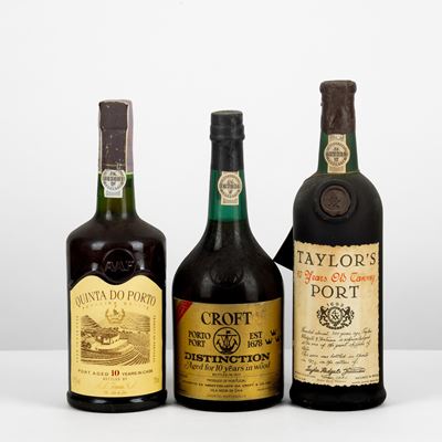 Selezione di Porto Vintage: Taylor's 10 Years (1979), Croft 10 Years (1977), Quinta Do Porto 10 Y...