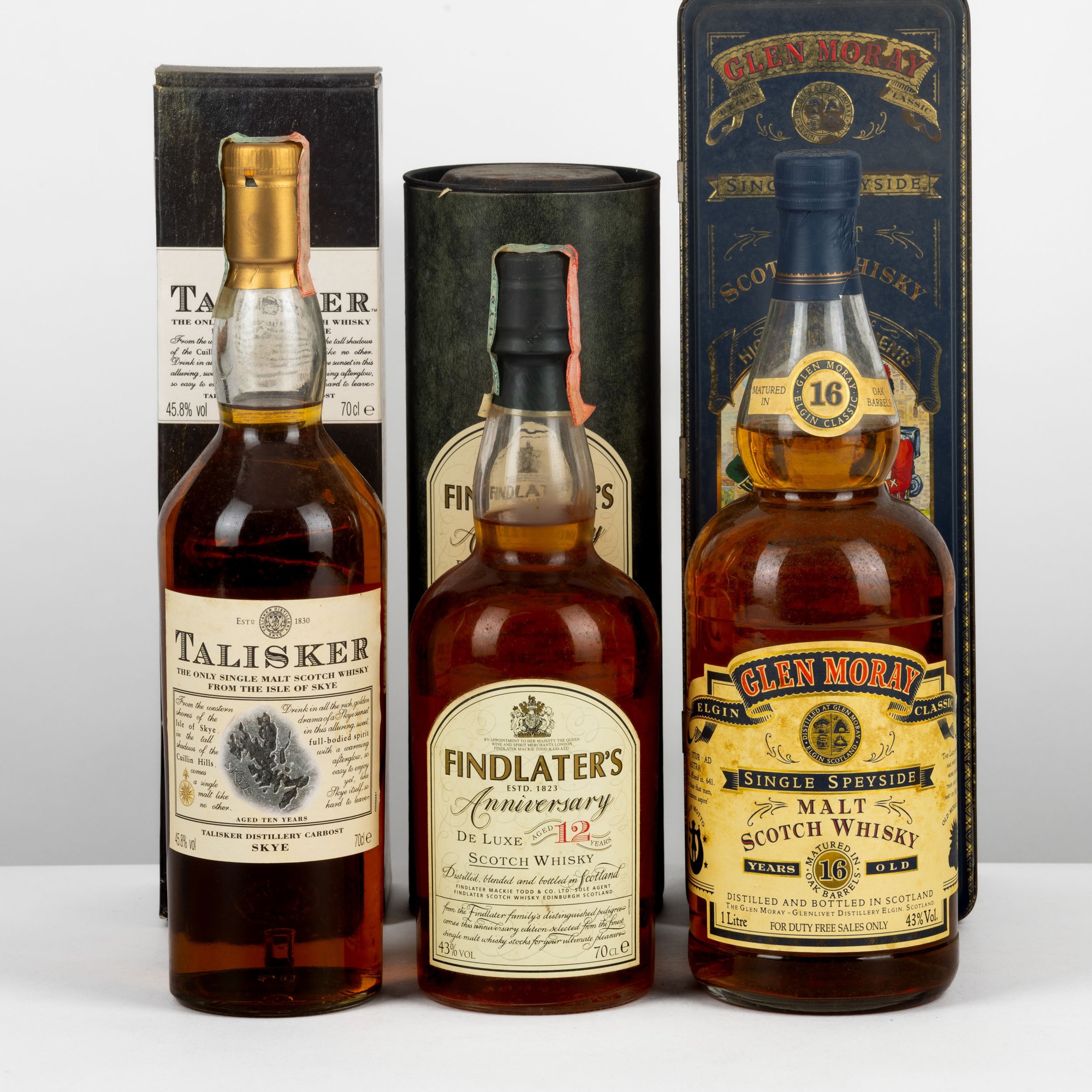 Talisker, Findlater's e Glen Moray, assortimento di Scotch Whisky