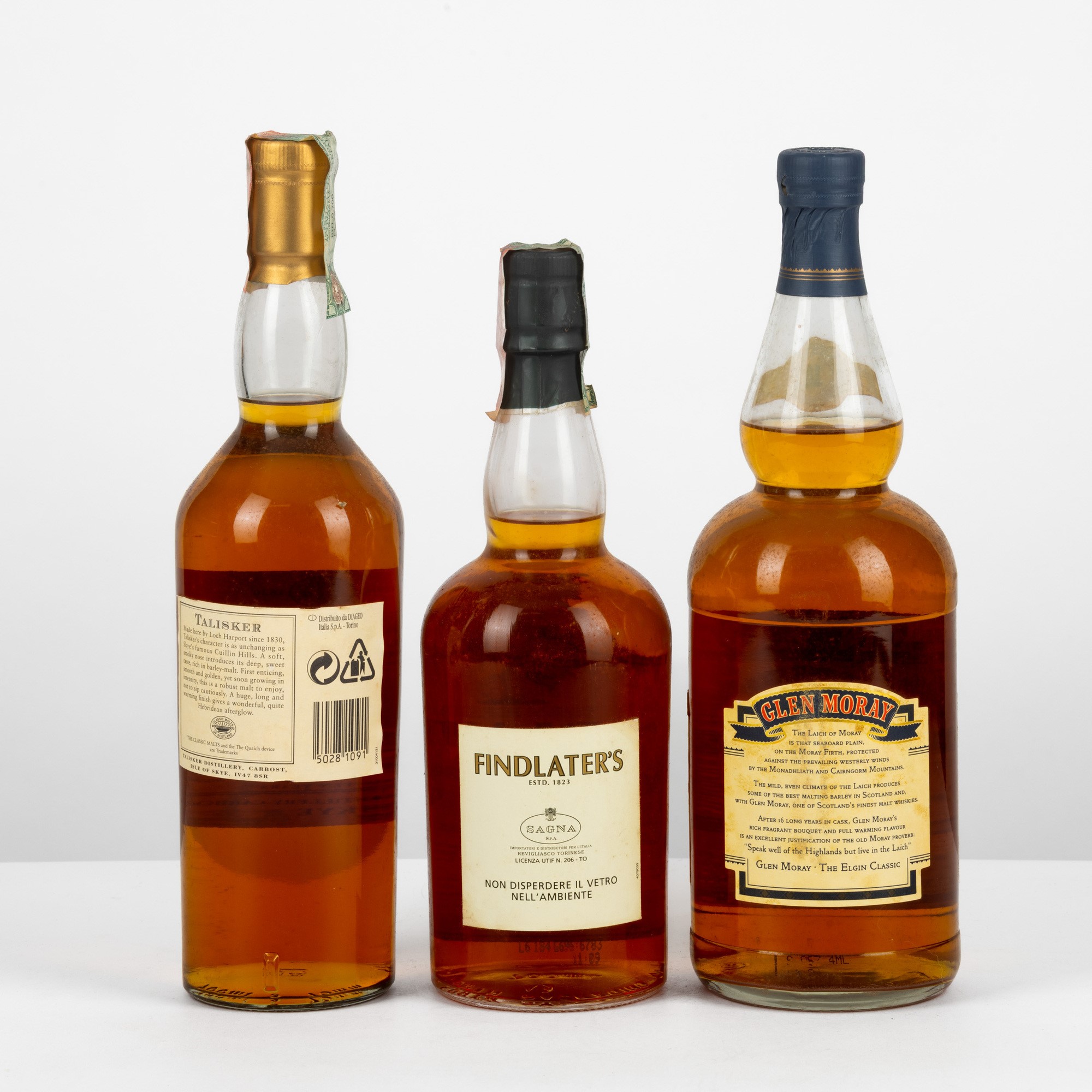 Talisker, Findlater's e Glen Moray, assortimento di Scotch Whisky