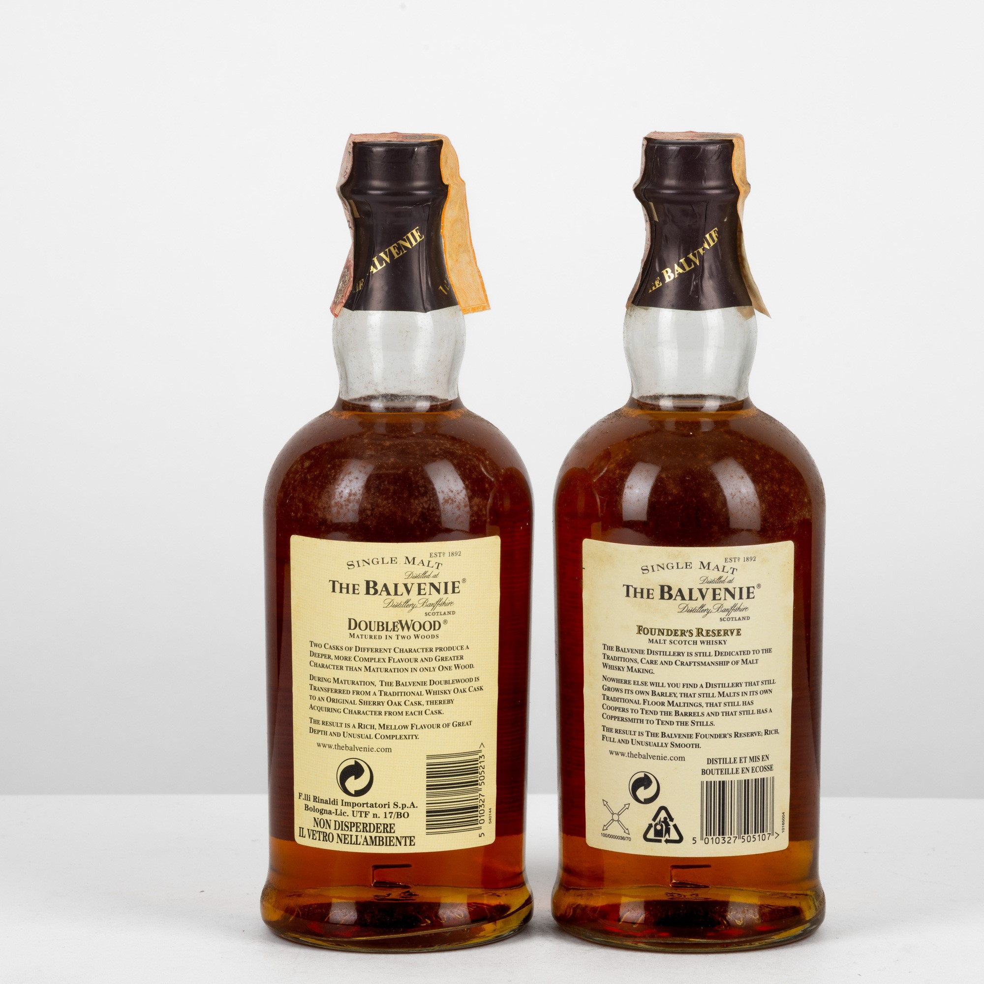 The Balvenie, Set di Malt Scotch Whisky Founder's Reserve 10 Years e Double Wood 12 Years, 70cl