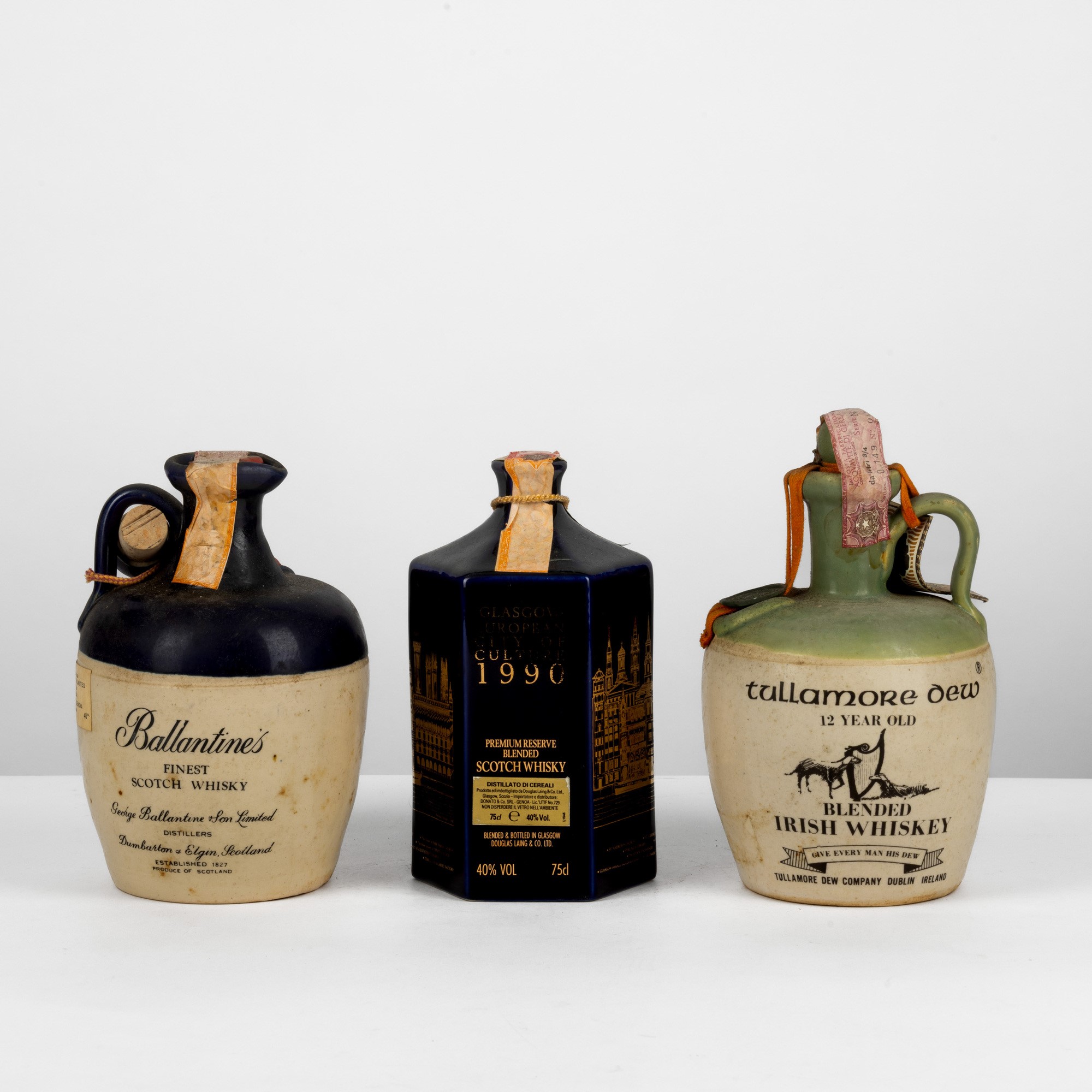 Ballantines e Tullamore Dew, whisky scozzese e irlandese, 1990