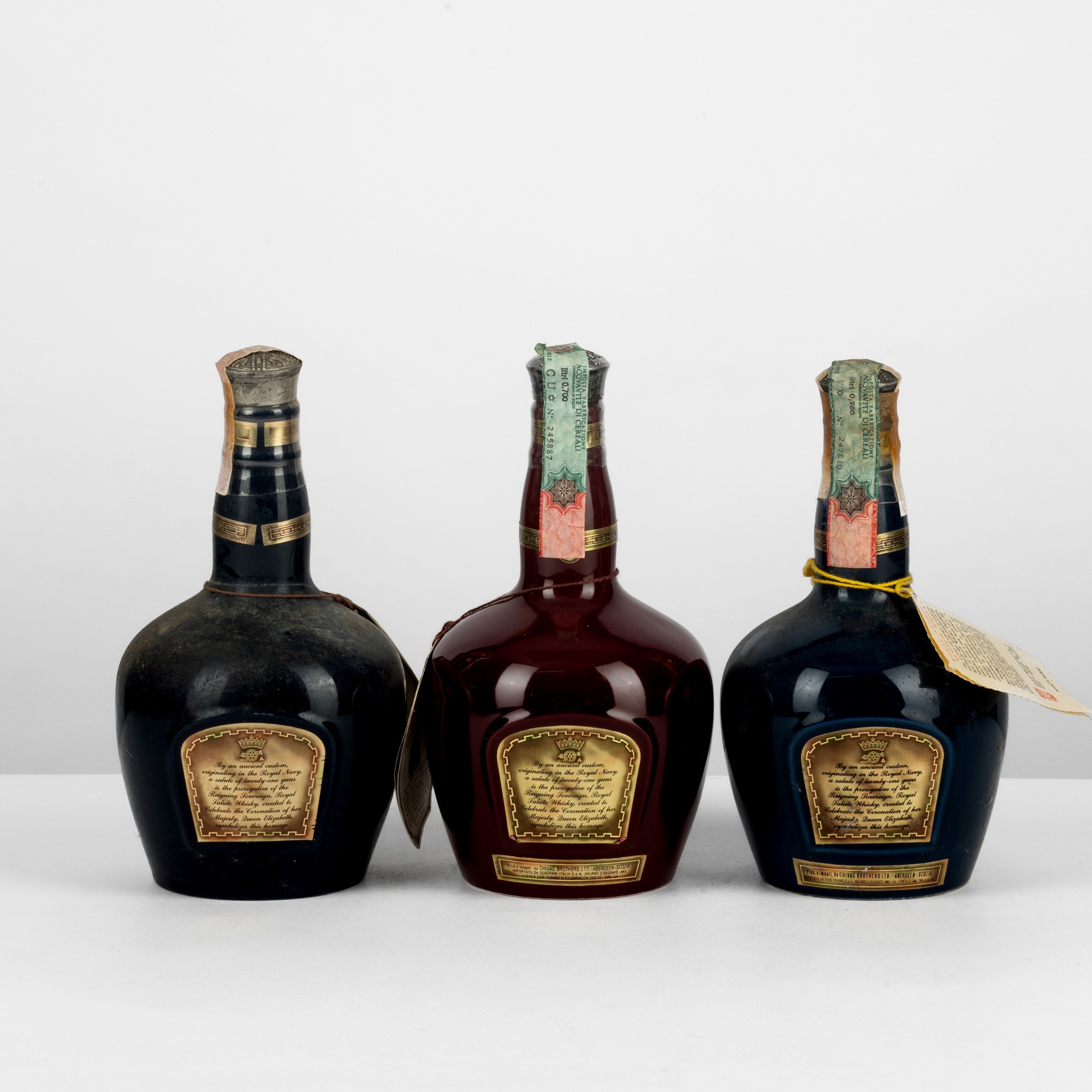 Chivas Regal, Royal Salute 21 Years, Scotch Whisky, 3 bottiglie