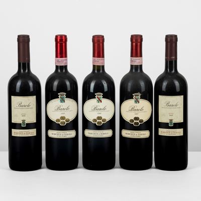 Barolo, Marchesi di Barolo, Set di 5 bottiglie (1996, 1997, 1999, 2000)