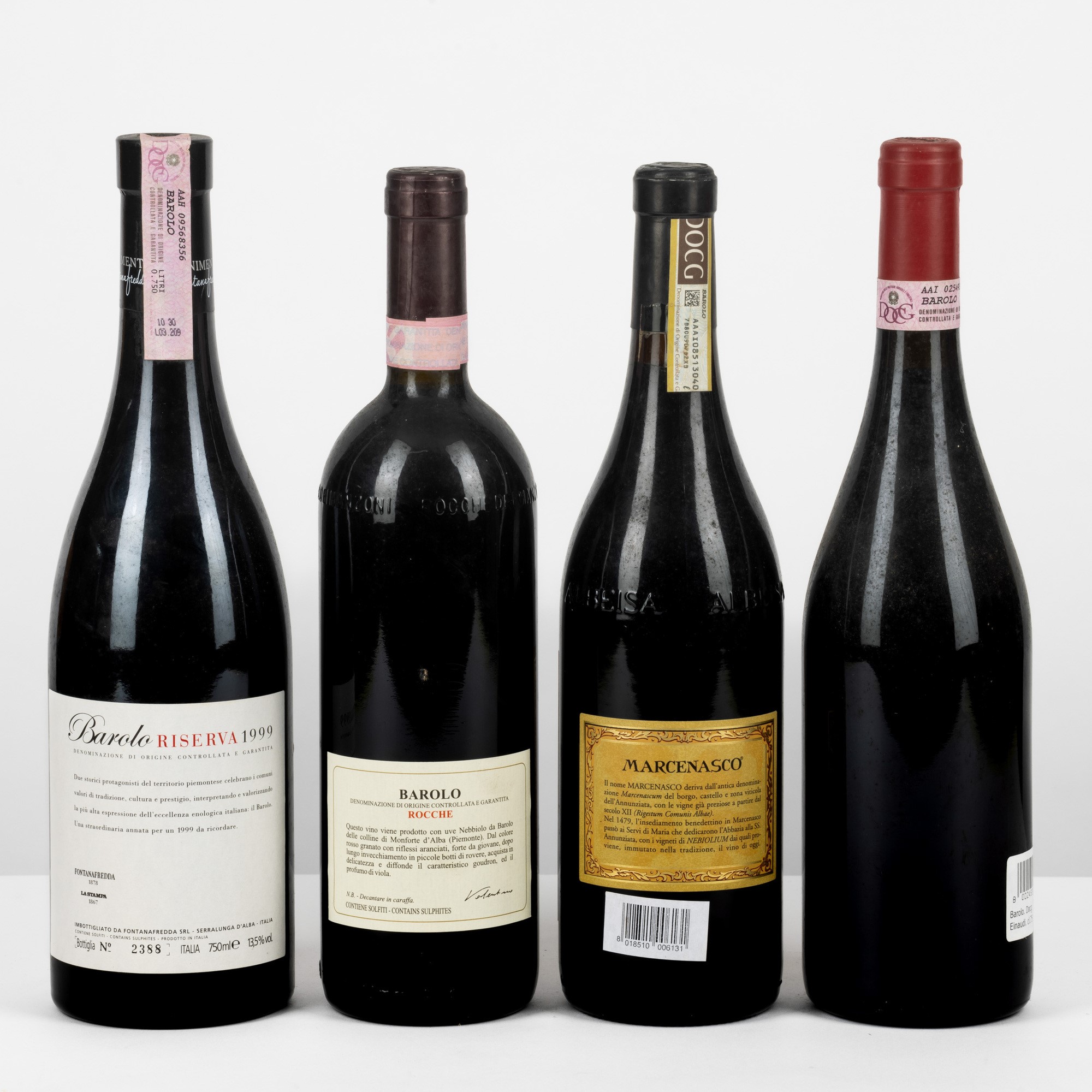 Selezione Barolo, Luigi Einaudi 2000, Rocche Dei Manzoni 2005, Fontanafredda Riserva 1999, Renato...