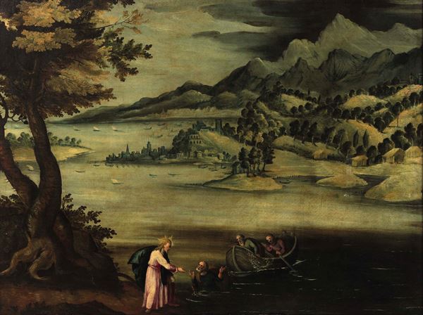 Scuola fiamminga del XVII secolo La pesca miracolosa