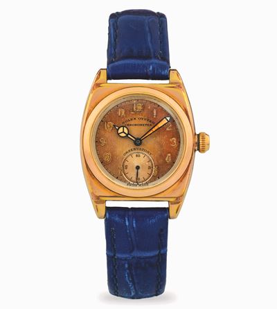 Orologio Viceroy Observatory in laminato oro, quadrante silver virato, circa 1940
