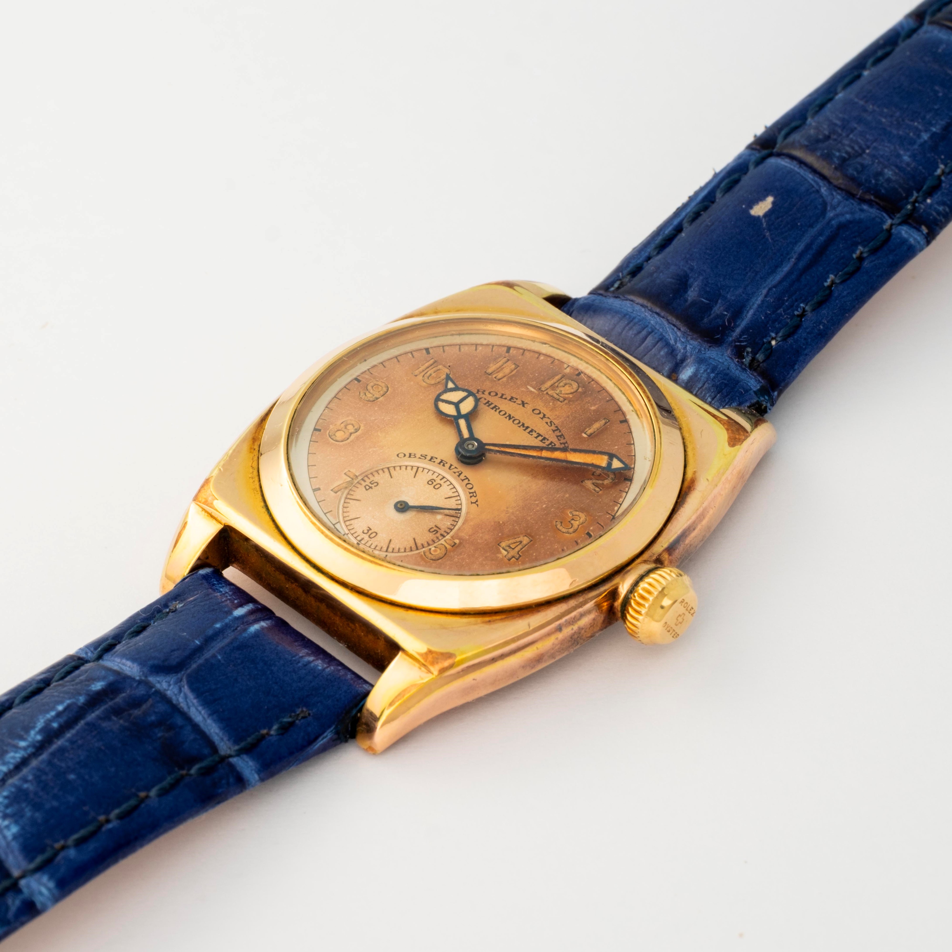 Rolex - Orologio Viceroy Observatory in laminato oro, quadrante silver virato, circa 1940