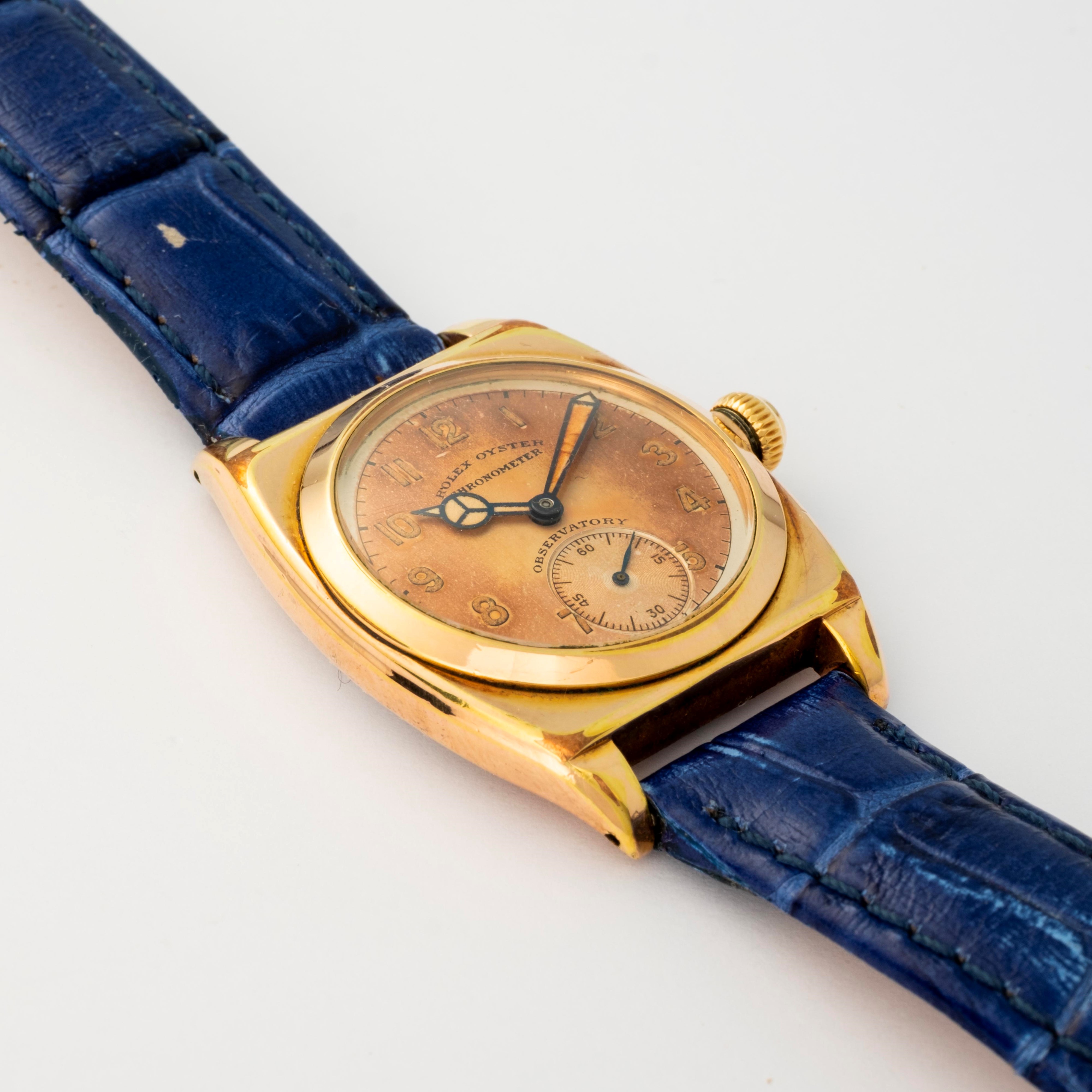 Rolex - Orologio Viceroy Observatory in laminato oro, quadrante silver virato, circa 1940