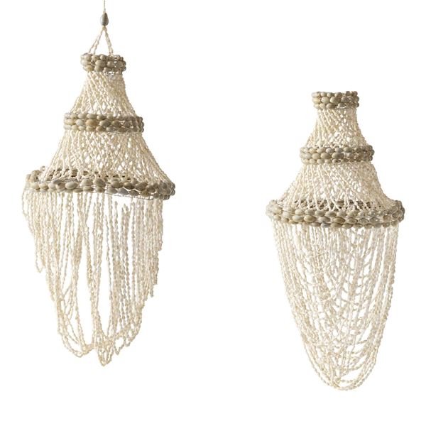 Coppia di struttura da lampada con conchiglie