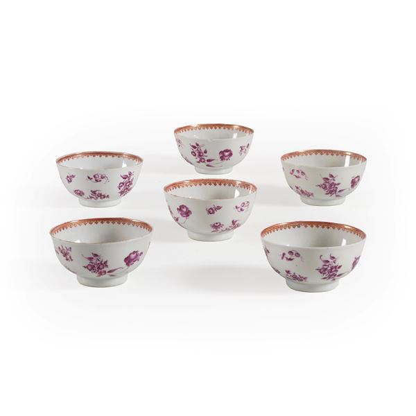 Sei tazze. Cina, XVIII secolo.