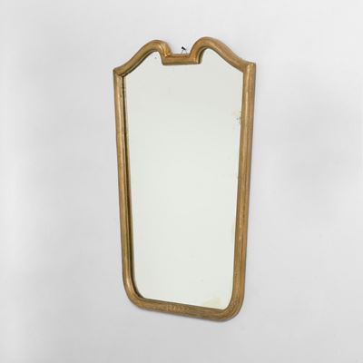 Specchio da parete, cornice in legno dorato e cristallo specchiato, Italia, circa 1950