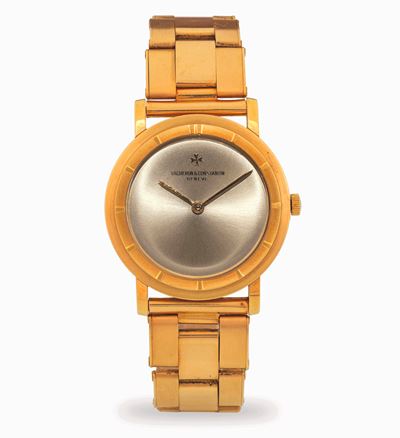 Orologio Extra-piatto in oro giallo 18k con bracciale Gay Frères, circa 1960