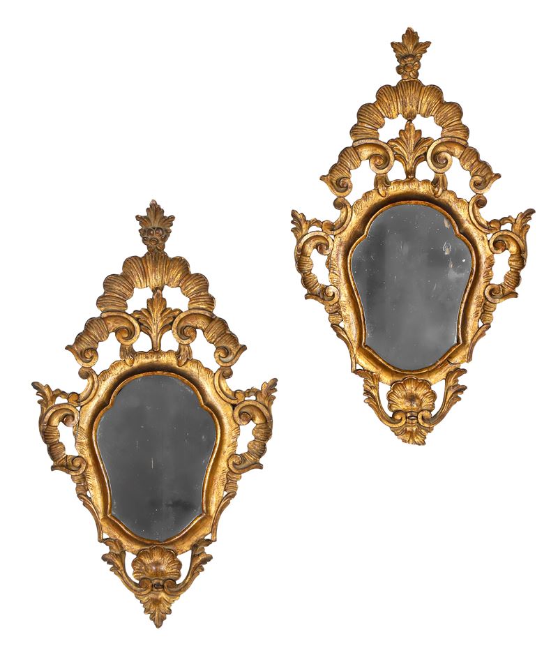 Coppia di specchiere con cornici dorate. XVIII-XIX secolo  - Auction Antique frames - Cambi Casa d'Aste