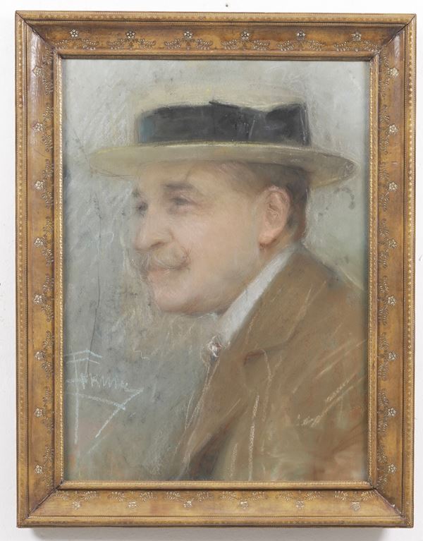 Scuola austriaca del XX secolo Uomo con paglietta