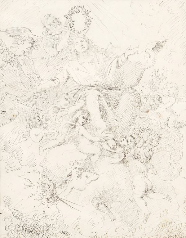 Scuola del XVIII secolo Incoronazione di Santa Rosalia (?)