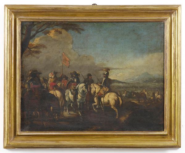 Scuola del XVII-XVIII secolo Le truppe prima della battaglia