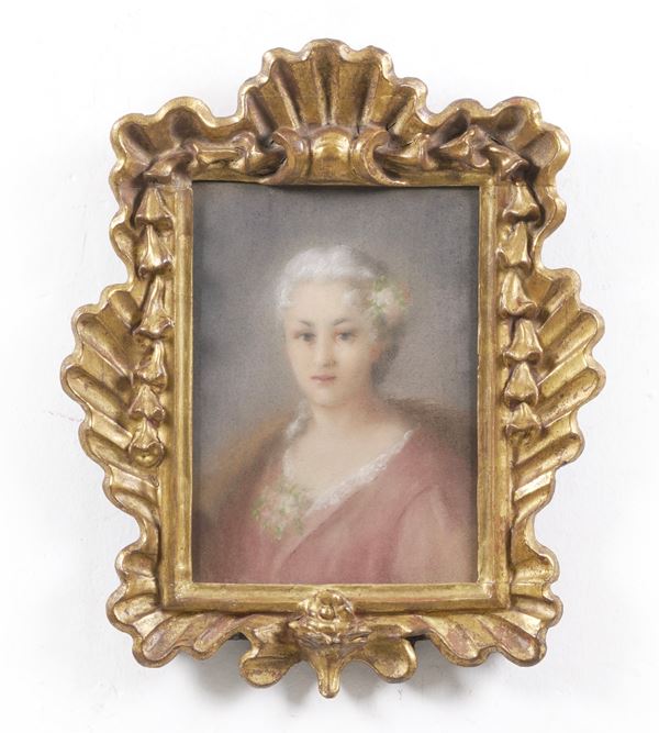 Scuola veneta del XVIII secolo Ritratto di gentildonna con abito rosa